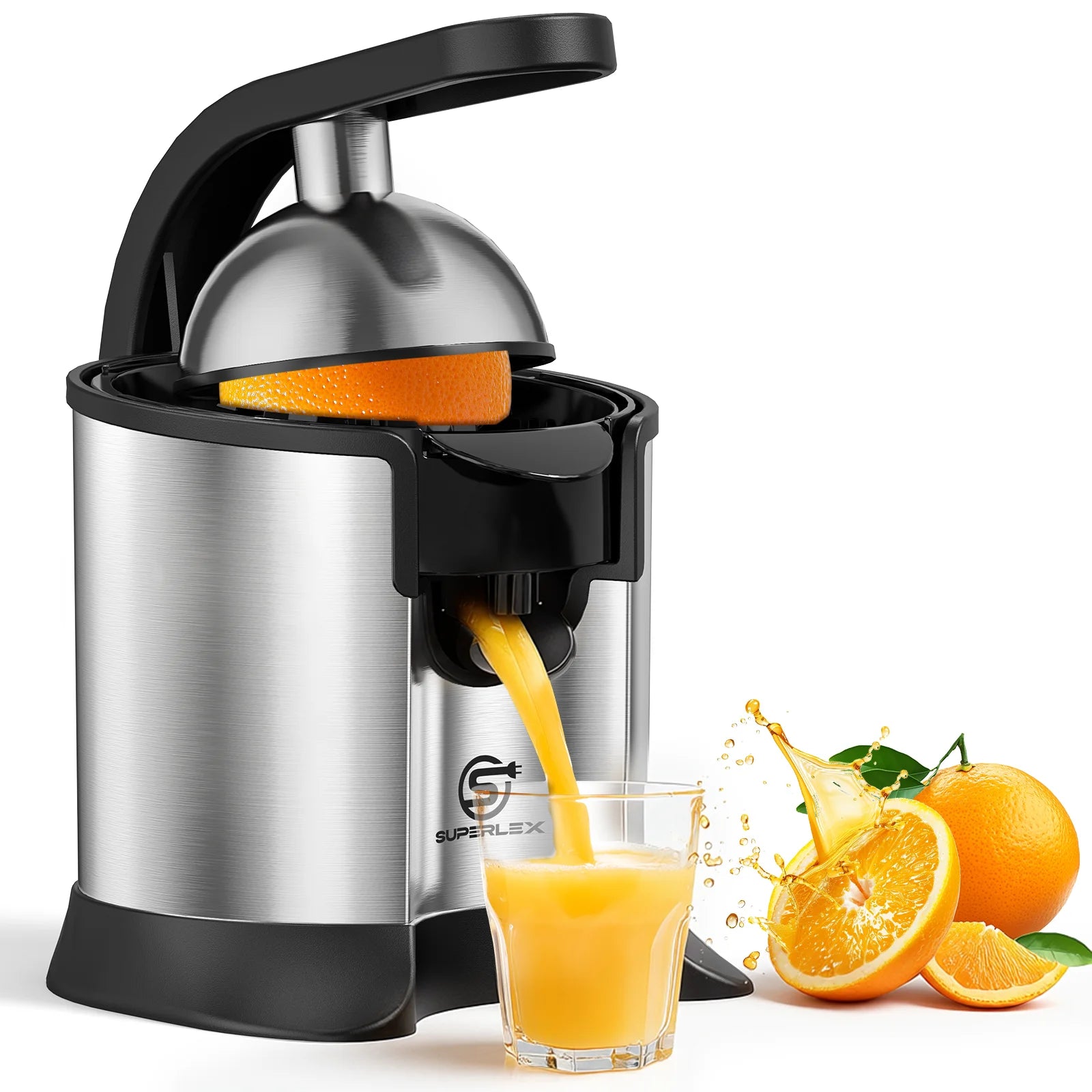 Electric Portable Citrus Juicer 60W Stainless Steel Hand Press Squeezer Fresh Fruit Mixer for Oranges Lemons and Limes