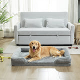 Dog Sofa Bed with Cooling Gel Memory Foam Three Sided Bolster Washable Cover and Non-Slip Bottom for Large Dogs