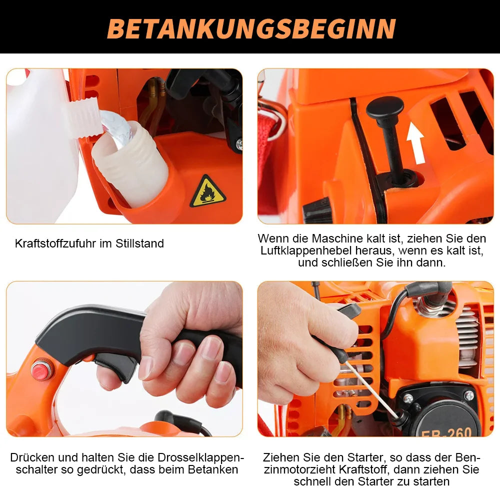 Petrol Handheld Leaf Blower, 25.4cc 2-Stroke, 0.75kW