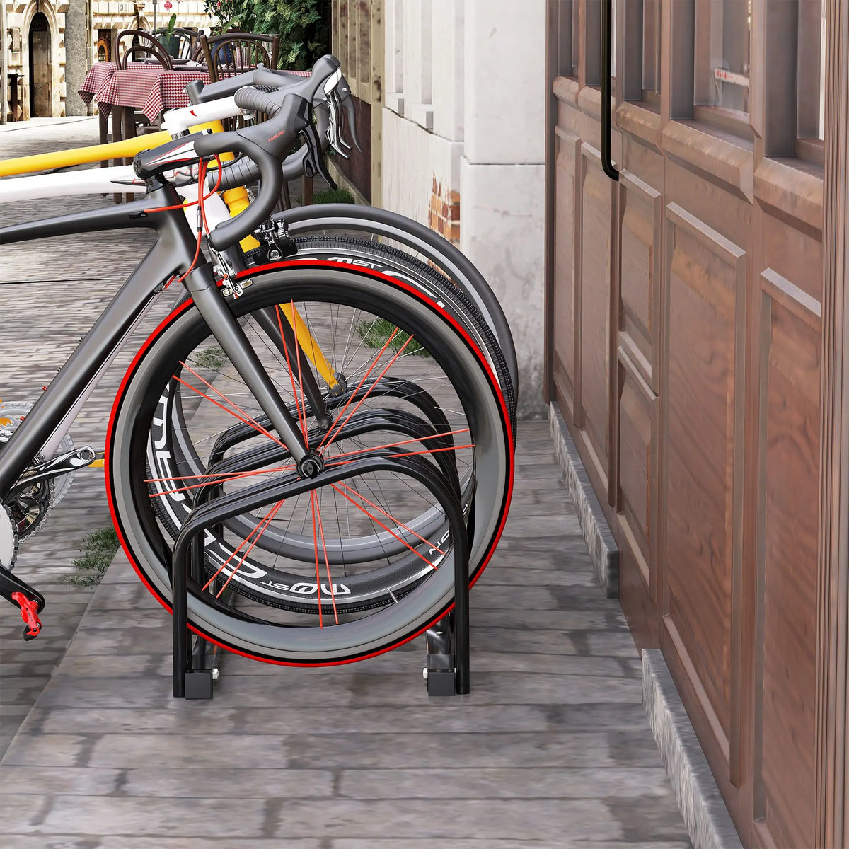 Bike Parking Rack for 3 Bikes, Floor Standing Steel Cycle Stand, Black