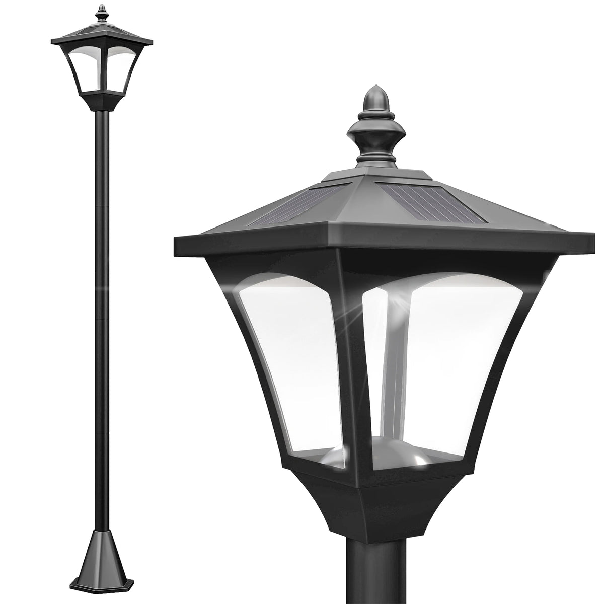 Solar Garden Lamp Post with Auto Sensor, IP44, 120cm, Black