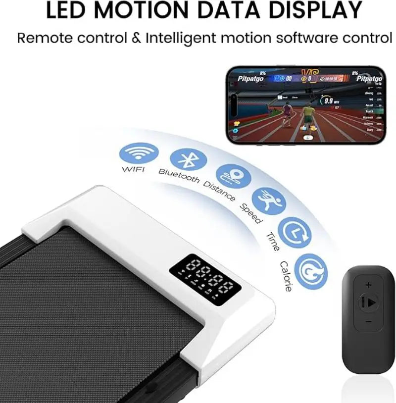 Under Desk Treadmill 35.5x15.5 Inch Run Area 1-6KM/H Remote Control LCD Display Bluetooth for Home
