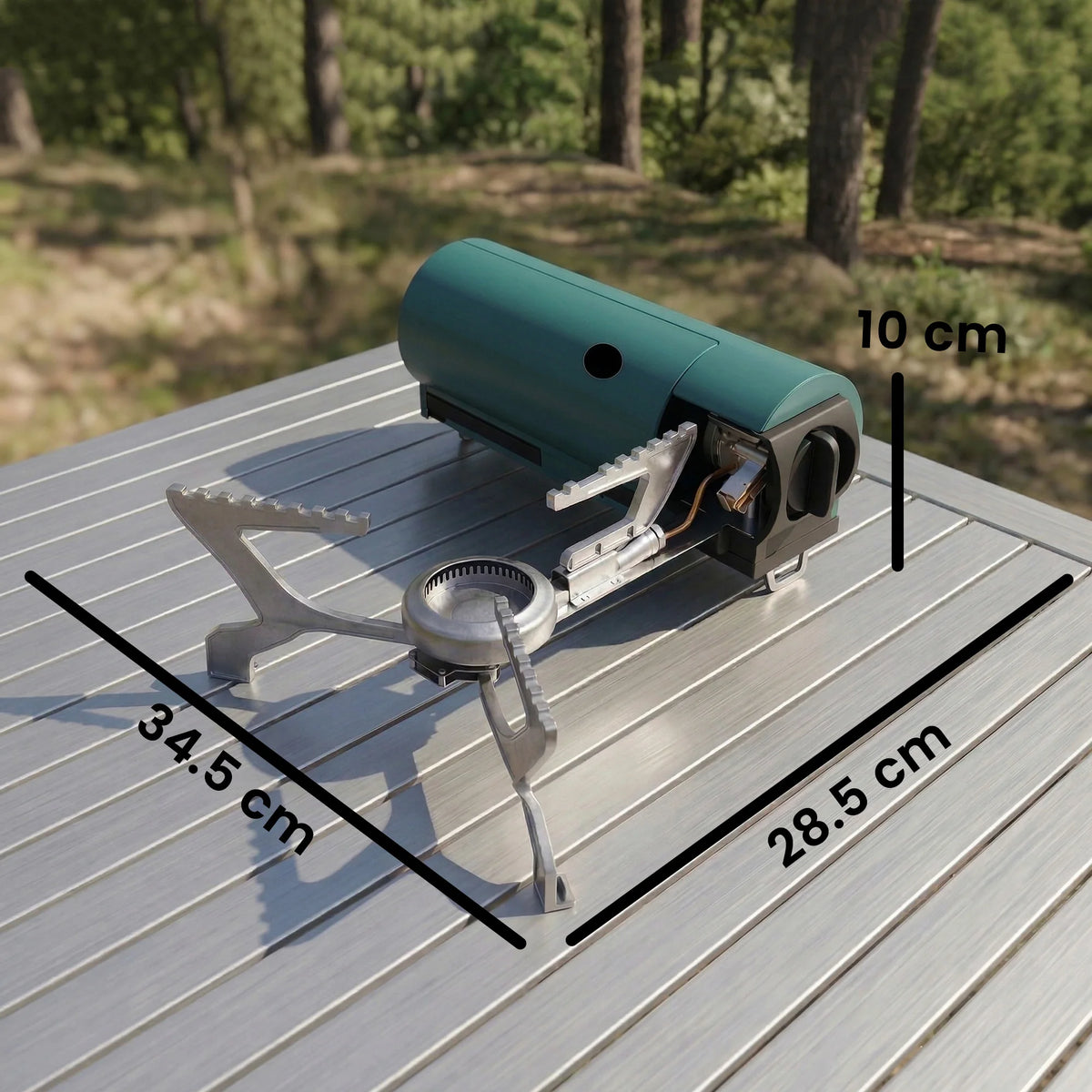 2670W Foldable Camping Gas Stove with Auto Shut-Off and Piezo Ignition, Green