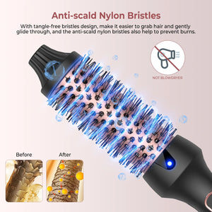 ​Heated Styling Brush 3-In-1 Ionic Hair Curler/Straightener with Anti-Scald Electric Curl Wand Curling Iron Hair Styling Tools