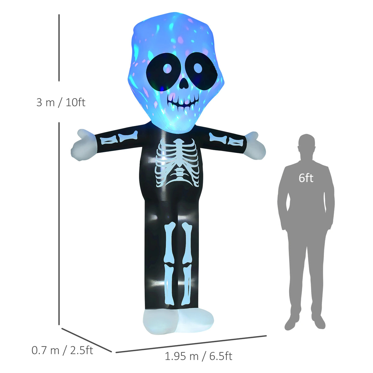 3m Inflatable Halloween Skeleton Ghost Decoration with LED Lights, Indoor and Outdoor