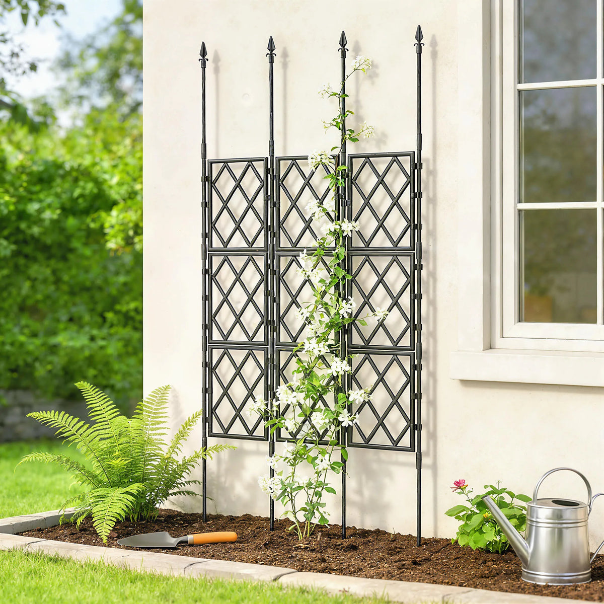 Foldable Garden Trellis for Climbing Plants, 85 x 197cm, Black