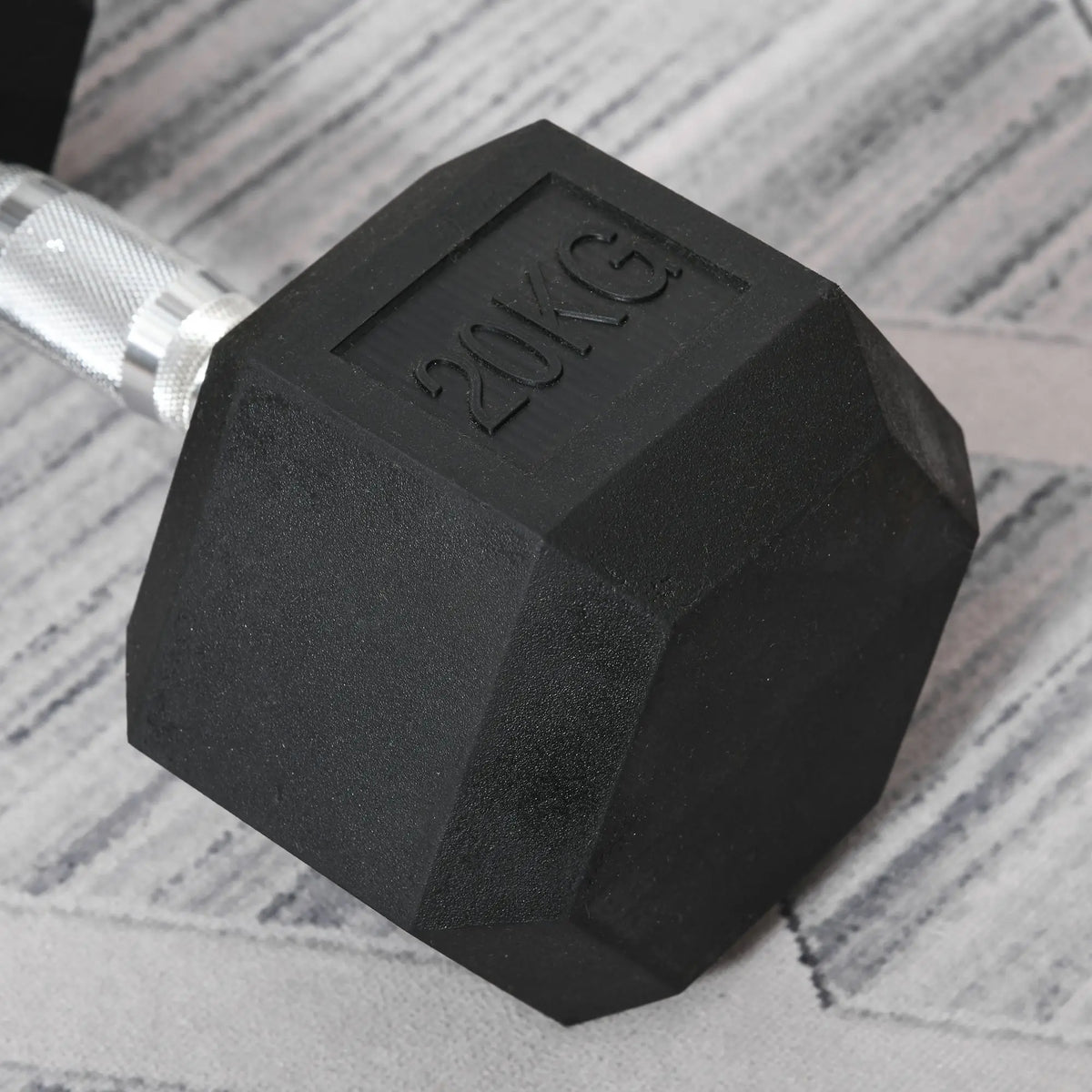 20kg Single Rubber Hex Dumbbell, Portable Hand Weight for Home Gym Workout