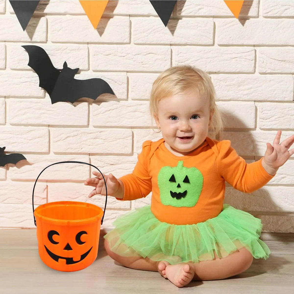 Halloween Pumpkin Trick or Treat Bucket with Handle