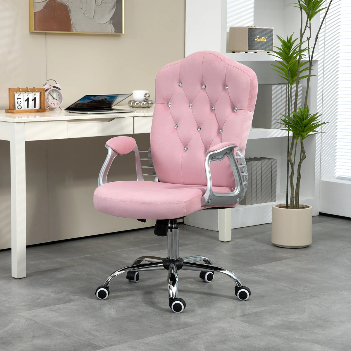 Home Office Chair with Adjustable Height and Tilt Function, Pink