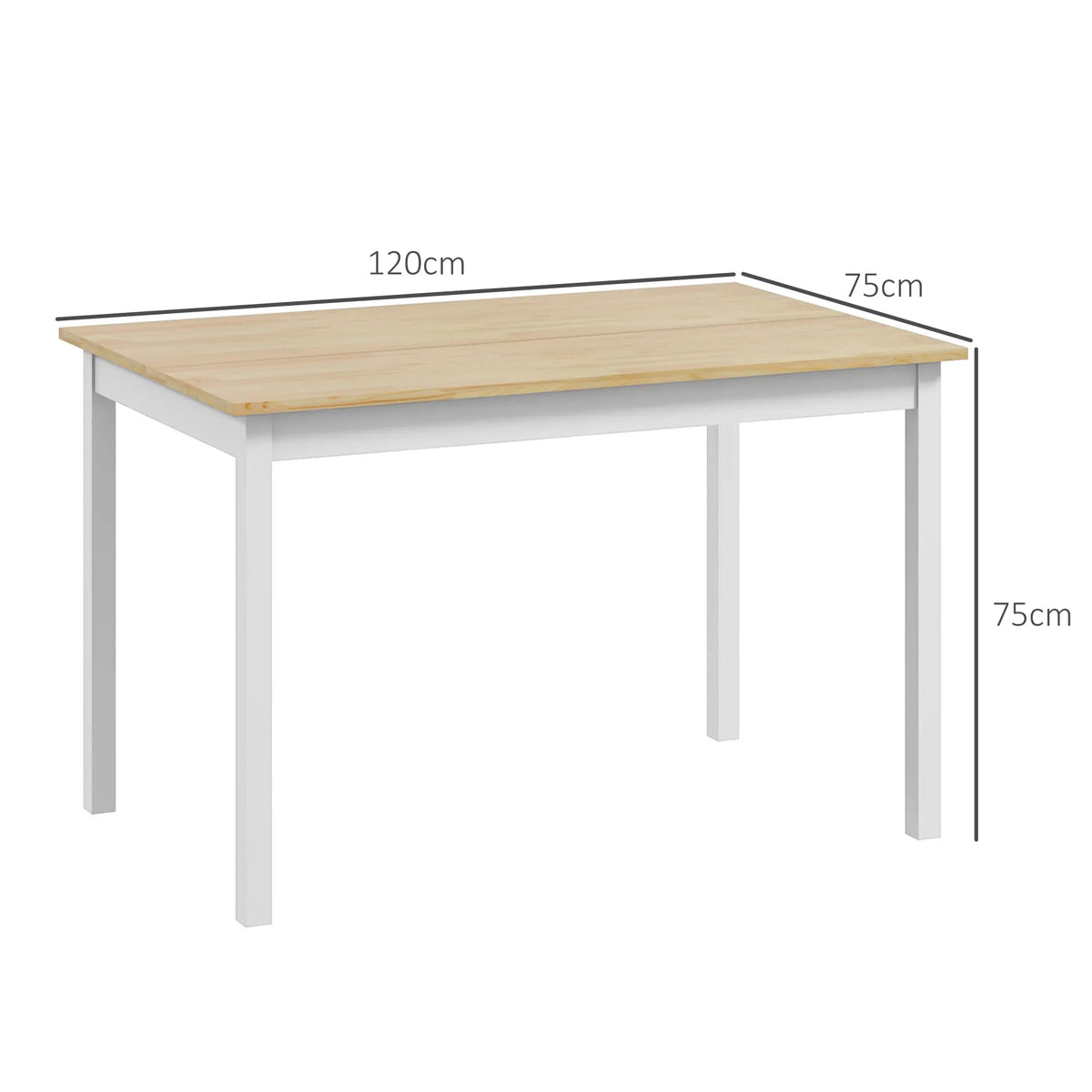 Farmhouse Dining Table with Pine Wood Frame for Dining Room, 4-Seater