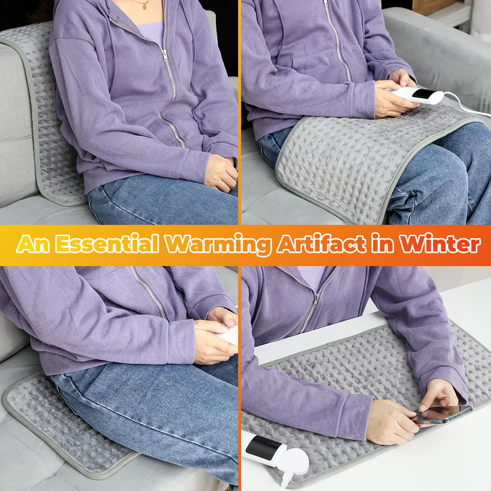 Electric Heating Pad 60 x 30cm with 9 Heat Settings and Auto-Off Timer, UK Plug