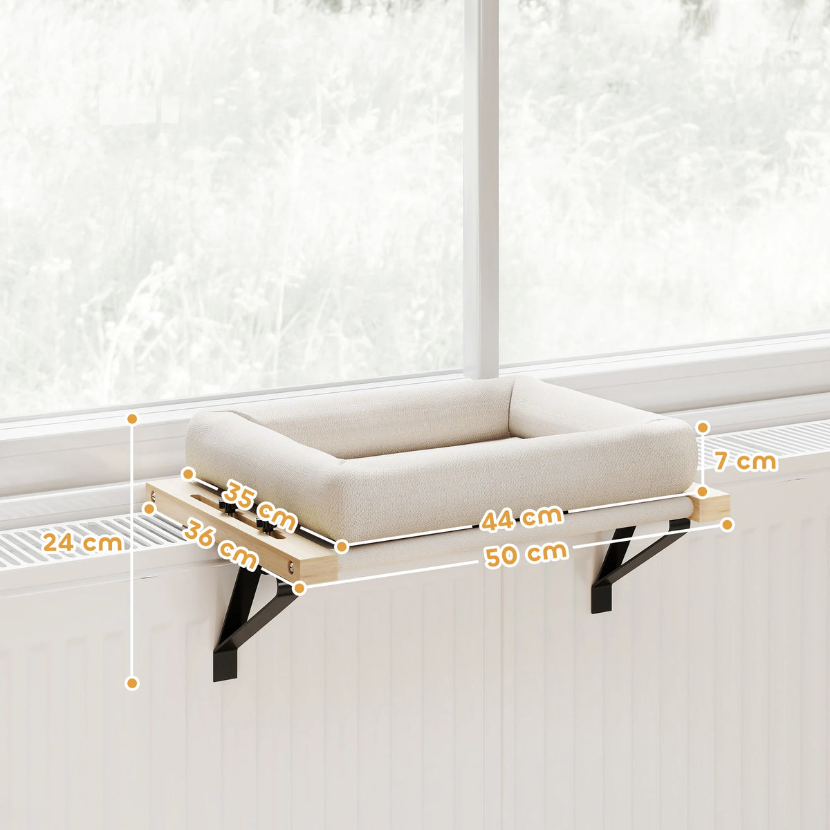 Cat Radiator Bed, Adjustable Hanging Cat Hammock with Cushion, Cream