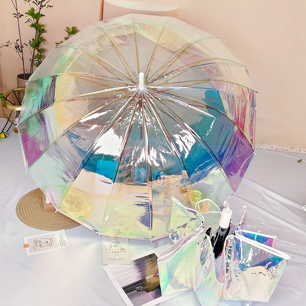 Holographic Straight Umbrella, Iridescent Sun and Rain Umbrella