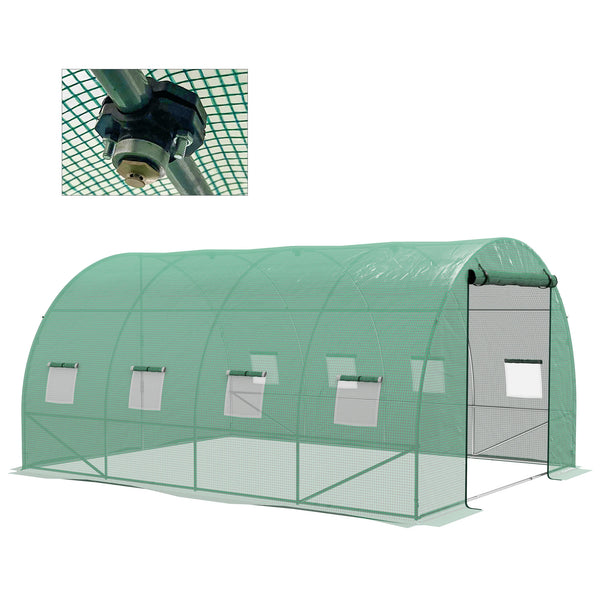 Walk In Polytunnel Greenhouse 4x3m with Sprinkler Irrigation System Roll Up Door Galvanised Steel Frame