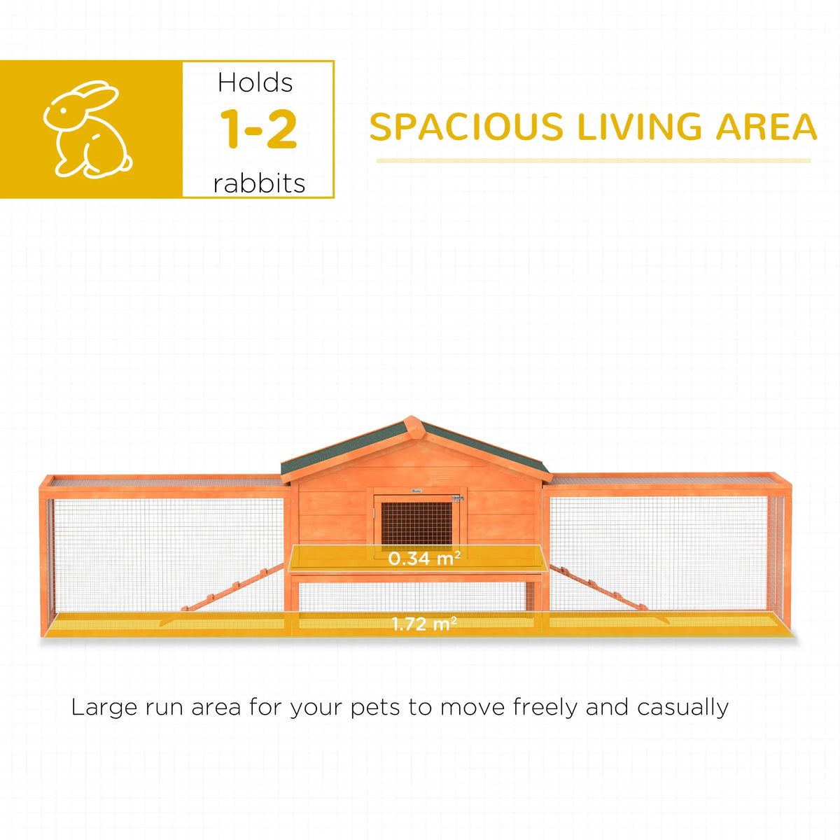 Extra Large Rabbit Hutch 309x70x87cm with Run Asphalt Roof Secure Latches and Pull Out Tray Orange