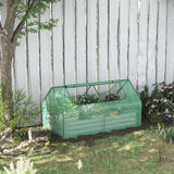 2-in-1 Steel Raised Garden Bed with Greenhouse Cover, Roll-Up Window and Zip Door