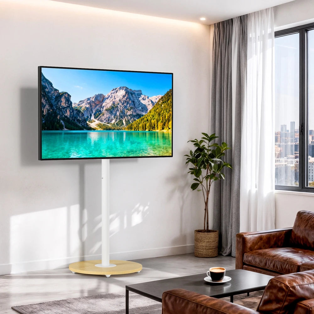 Height Adjustable Mobile TV Floor Stand with Hidden Wheels for 40-75 Inch TVs, 50kg Capacity