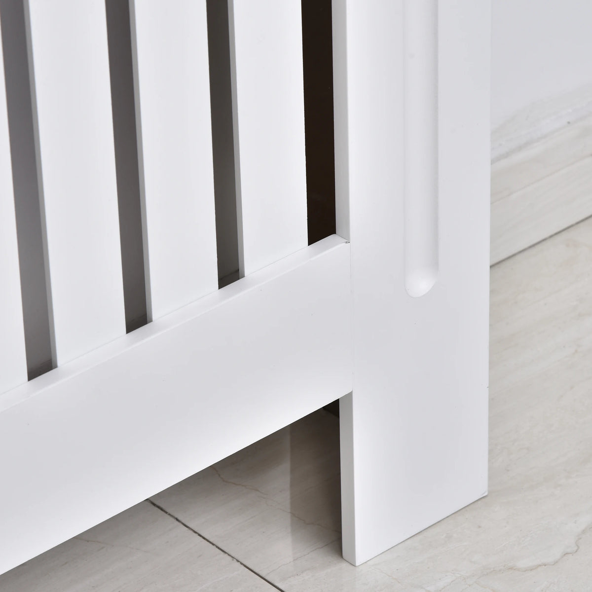 Slatted Radiator Cover with Top Shelf, White MDF, 152 x 19 x 81cm