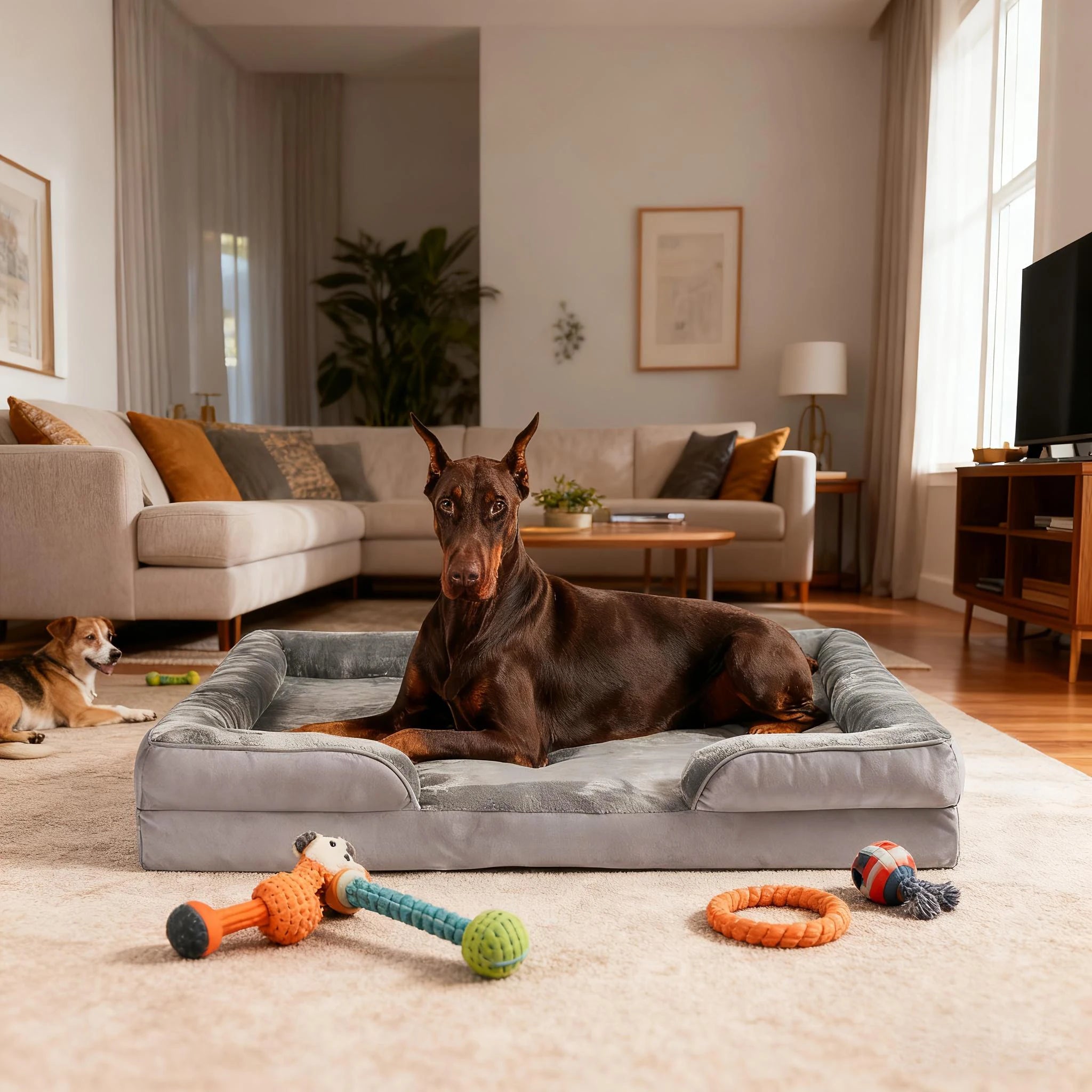 Extra Large XXL Dog Bed Thick Memory Foam Anti-Slip Washable Removable Cover Grey
