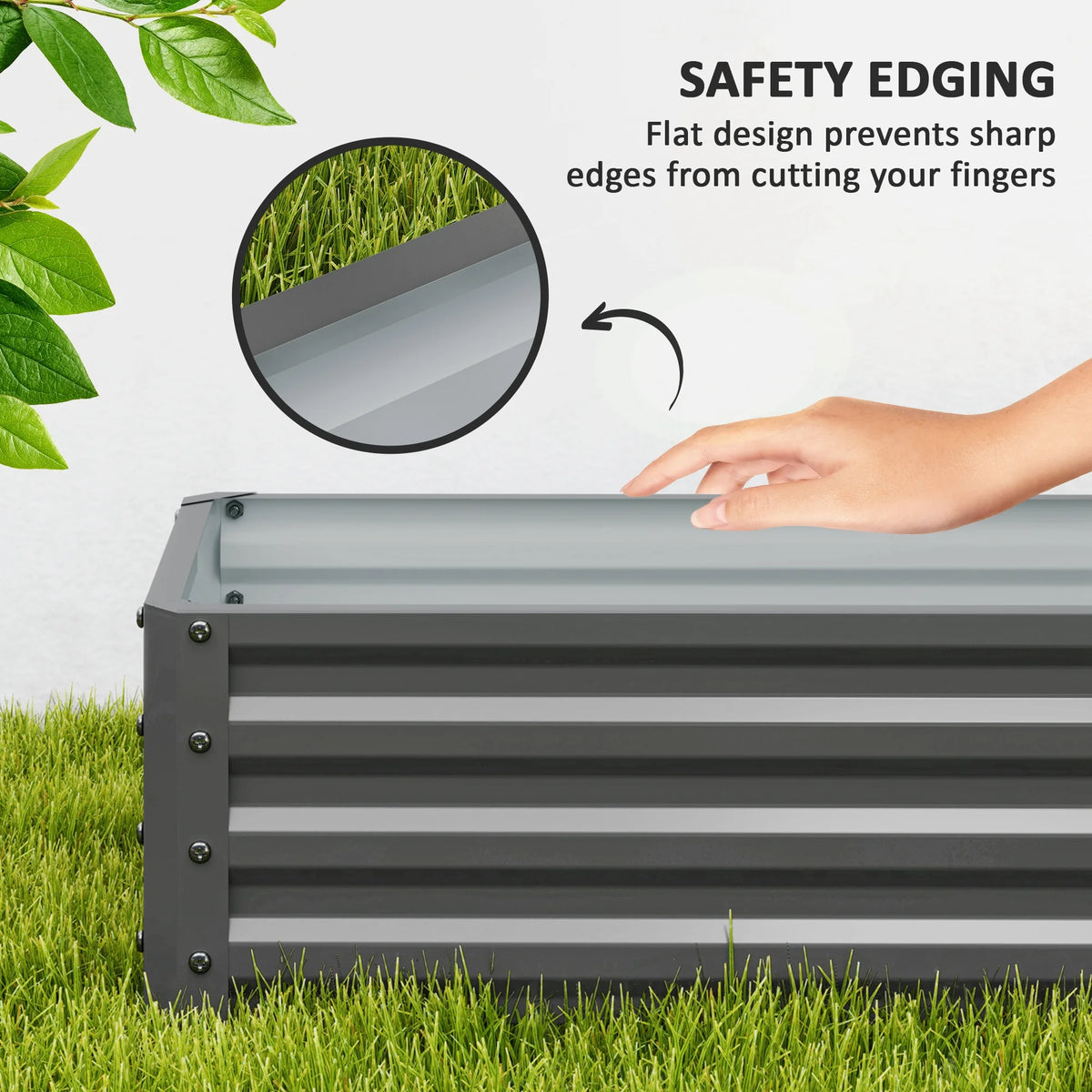 Set of 2 Raised Garden Beds 110x50x30cm Galvanised Steel Planter Boxes with Open Bottom Light Grey