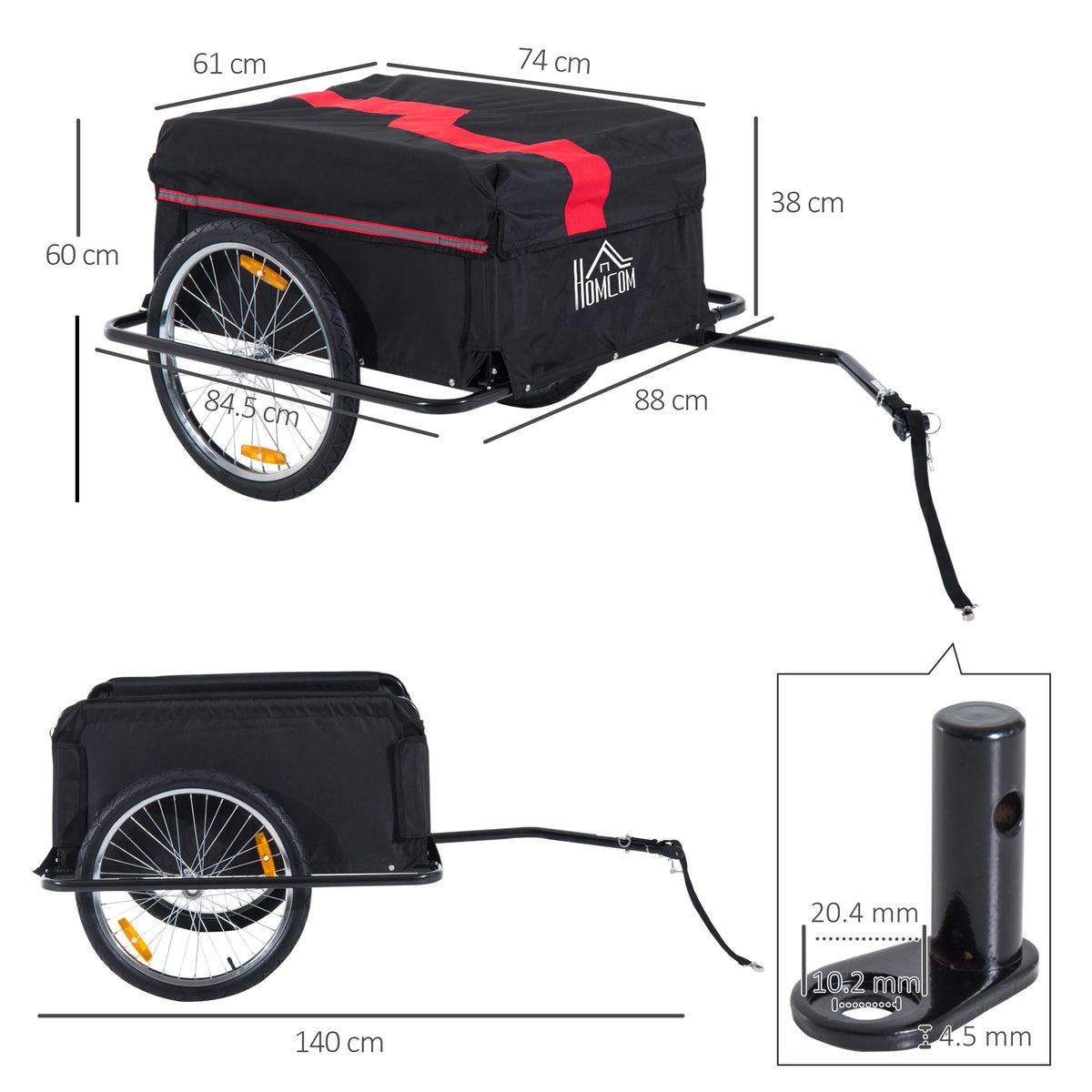 Folding Bike Cargo Trailer with Removable Cover, Hitch and Quick-Release Wheels
