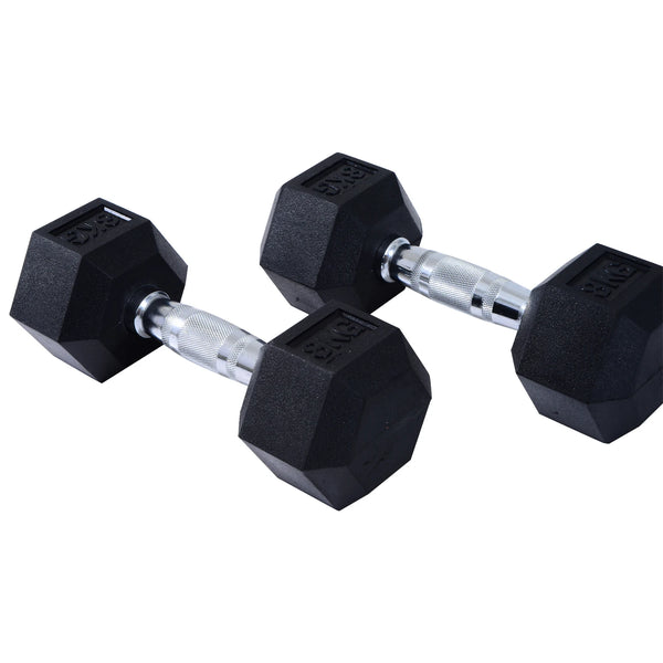 Rubber Hex Dumbbells Set for Home Gym Strength Training (2 x 5kg)
