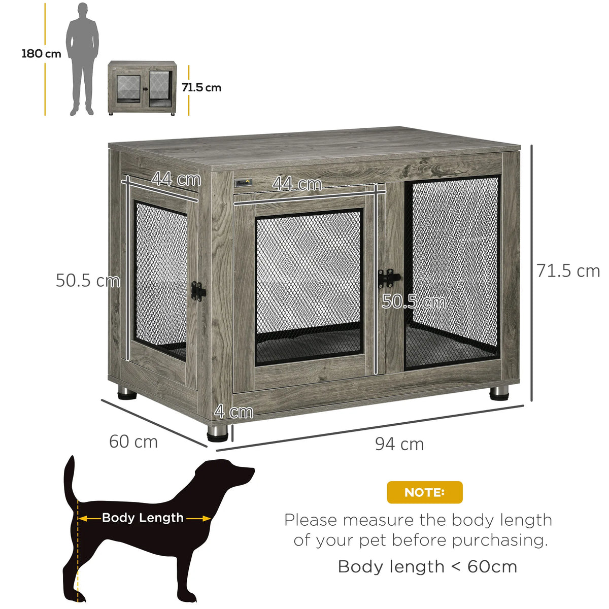 Pet Crate End Table with Washable Cushion for Dogs up to 30kg