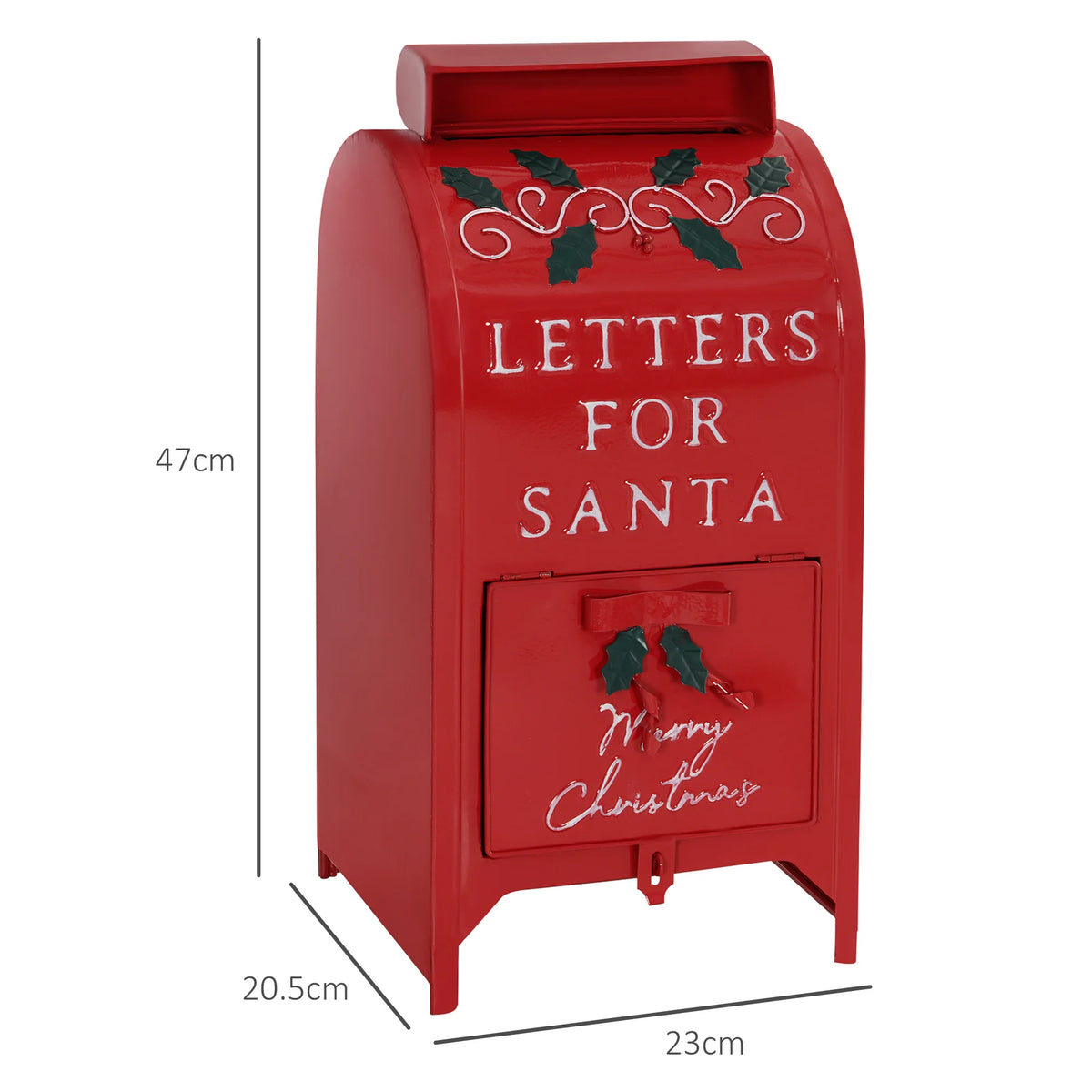 Letters to Santa Christmas Post Box, Steel Mailbox with Padlock Slot, Red