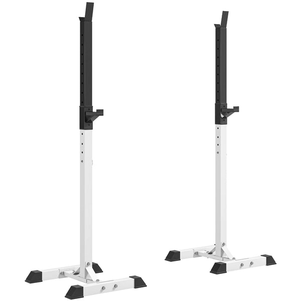 Adjustable Barbell Squat Stands, Pair, 105–160cm, 150kg Max Load, Black