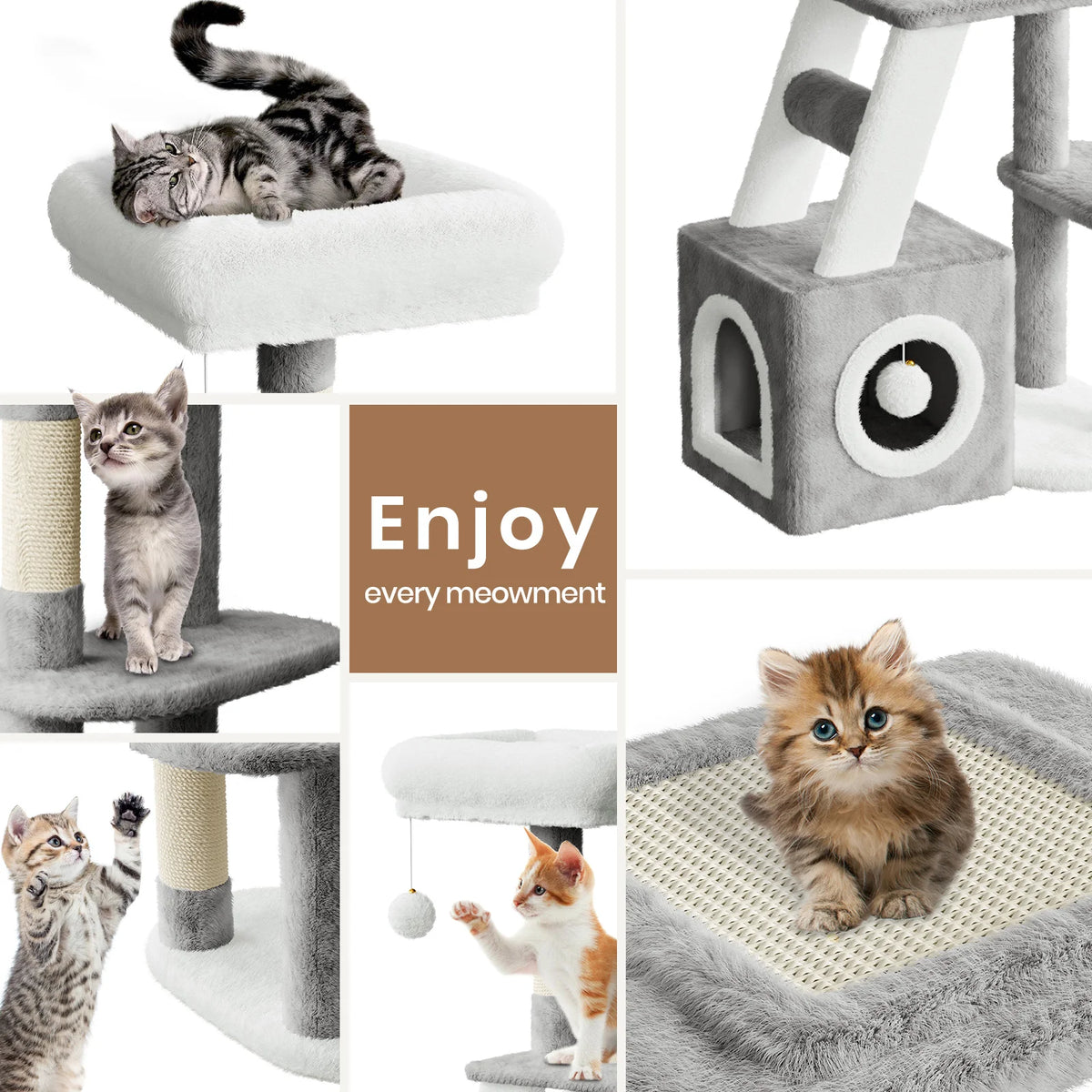 Dogat 107cm Multi-Level Cat Tree Tower Scratching Post Playhouse Activity Centre for Cats