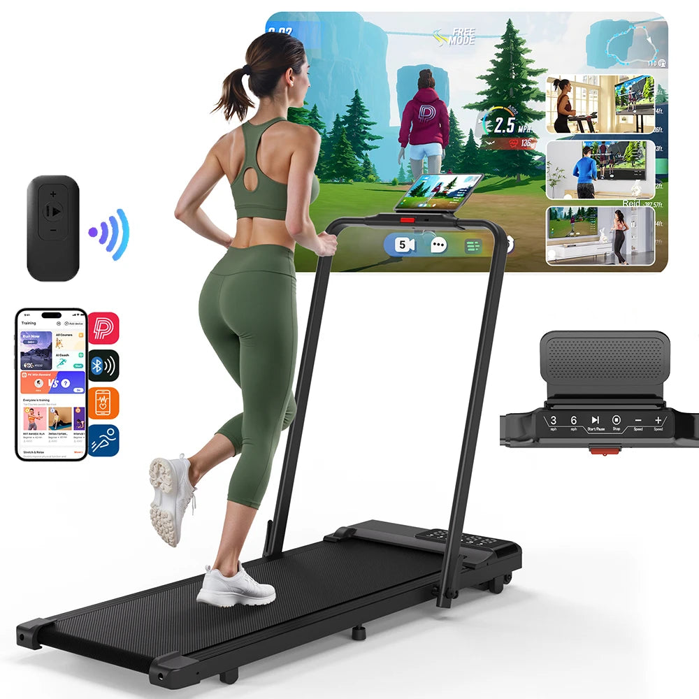 3 in 1 Foldable Treadmill 3.0HP 300lbs Capacity Touch Screen Bluetooth Walking Pad for Home Office