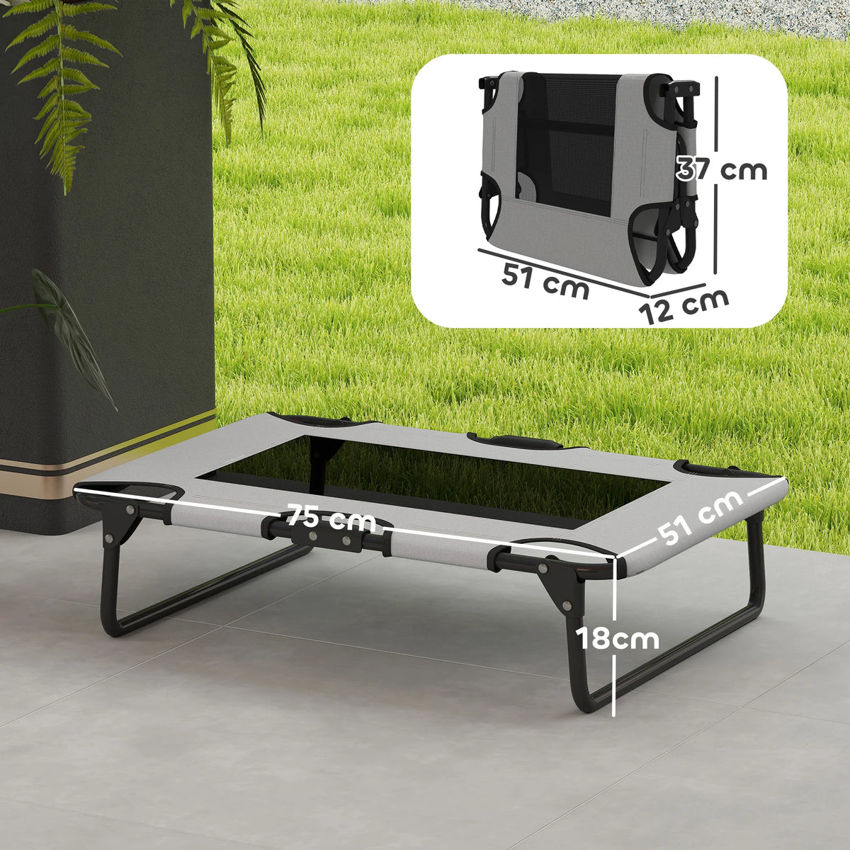 Raised Dog Bed with Breathable Texteline Mesh 18cm Legs Steel Frame 600D Oxford Fabric Foldable