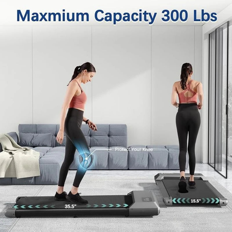 2.5HP Walking Pad Treadmill 300lbs Capacity – 2 in 1 Walking & Running Machine with LCD Display & Bluetooth