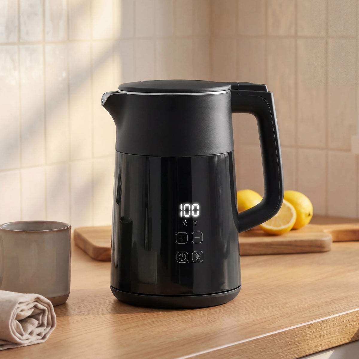 1.7L 3kW Electric Kettle with 7 Temperature Settings and Keep Warm, Black