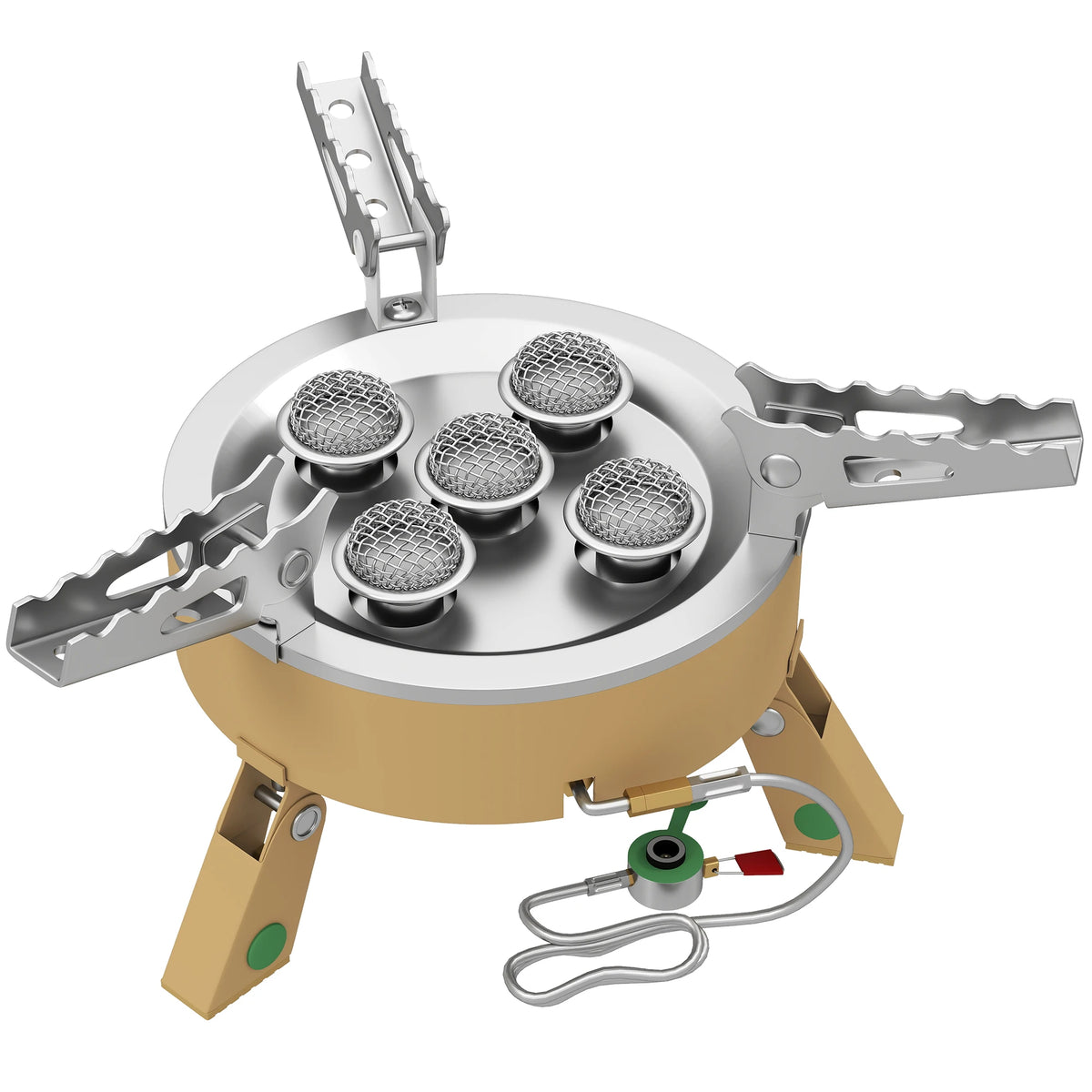 7000W Folding Camping Gas Stove with 65cm Hose and Carry Bag, Khaki