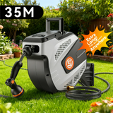 Self Retracting Hose Reel 10-35m Wall Mount Automatic Rewind 10 Function Nozzle 180° Swivel for Garden Car