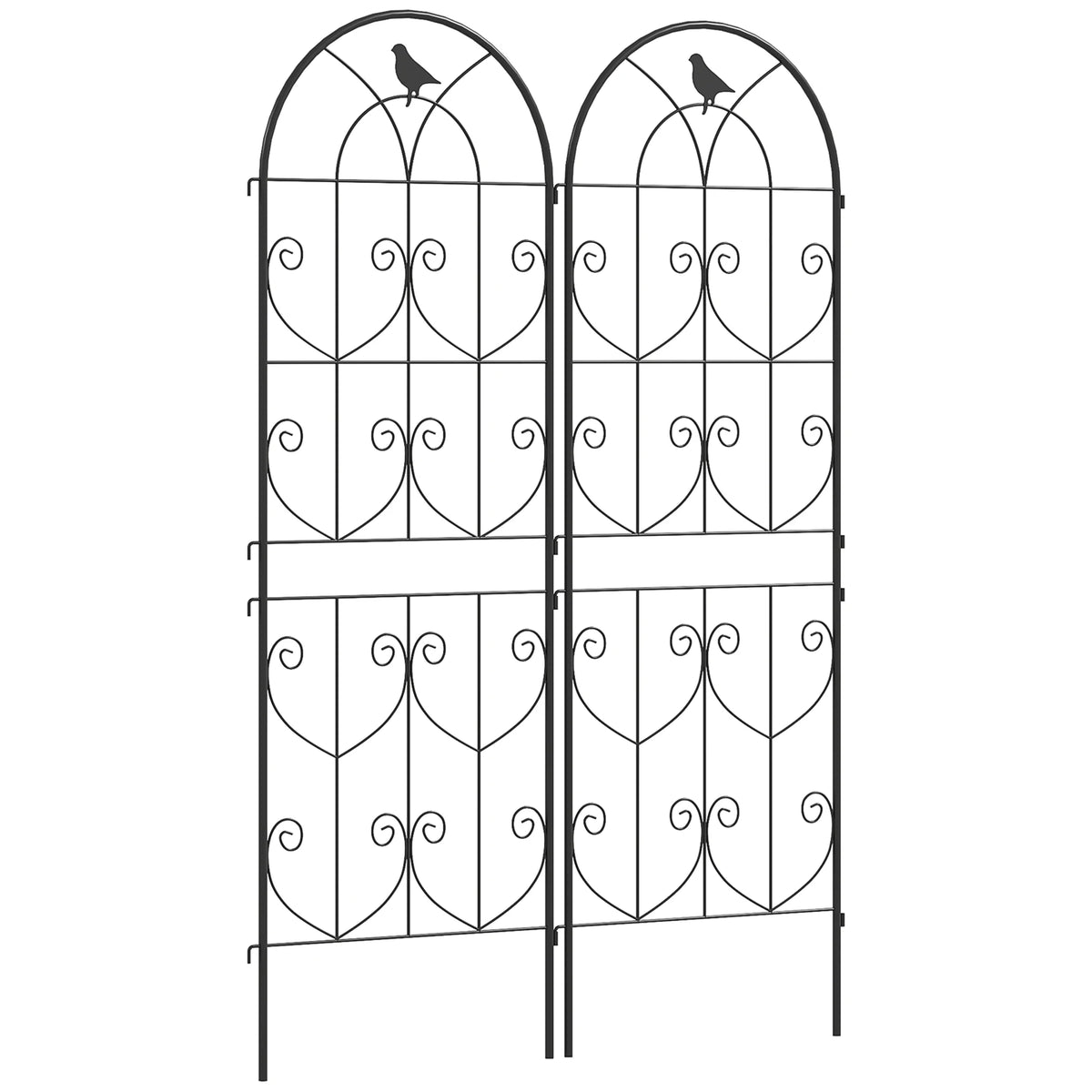 Set of 2 Metal Garden Trellis, Decorative Trellis Panels for Climbing Outdoor Plants