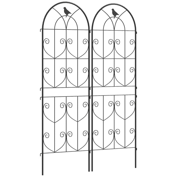 Set of 2 Metal Garden Trellis, Decorative Trellis Panels for Climbing Outdoor Plants