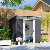 6.5 x 4ft Galvanised Metal Garden Shed with Sliding Doors, Foundation Kit, Windows and Ventilation