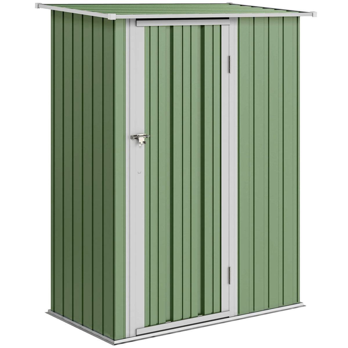 Outdoor Storage Shed, Steel Garden Shed with Lockable Door for Backyard, Light Green