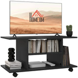 Modern Mobile TV Cabinet Stand with 3-Tier Shelves, 360° Lockable Castor Wheels for Living Room