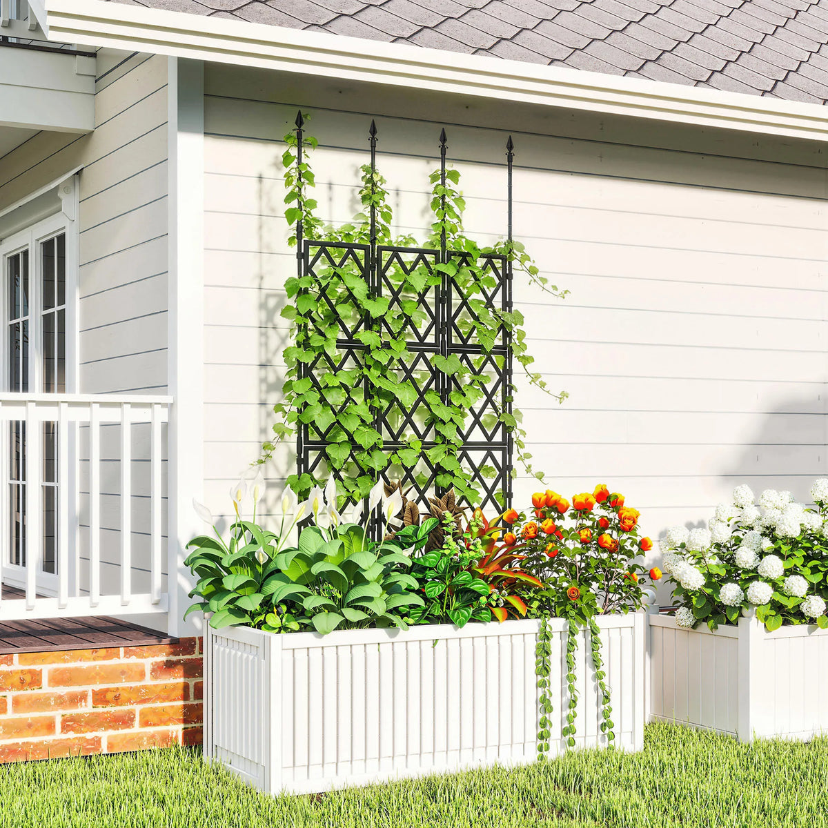 Foldable Garden Trellis for Climbing Plants, 85 x 197cm, Black
