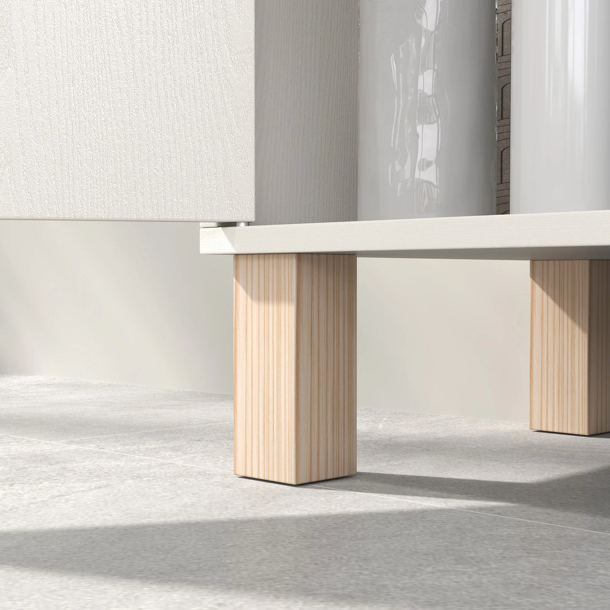 Under Sink Bathroom Cabinet with Adjustable Shelf and U-Shaped Cut-Out, 60 x 30 x 63 cm, Cream White