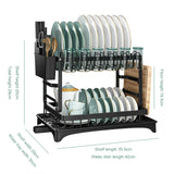 2-Tier Dish Drying Rack with Draining Tray and Cutlery Holder | Large Capacity Kitchen Countertop Storage Rack