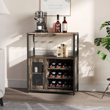 Bar Cabinet with Detachable Wine Rack and Glass Holder | 36 Inch Mesh Door Coffee Bar Cabinet with Adjustable Shelves