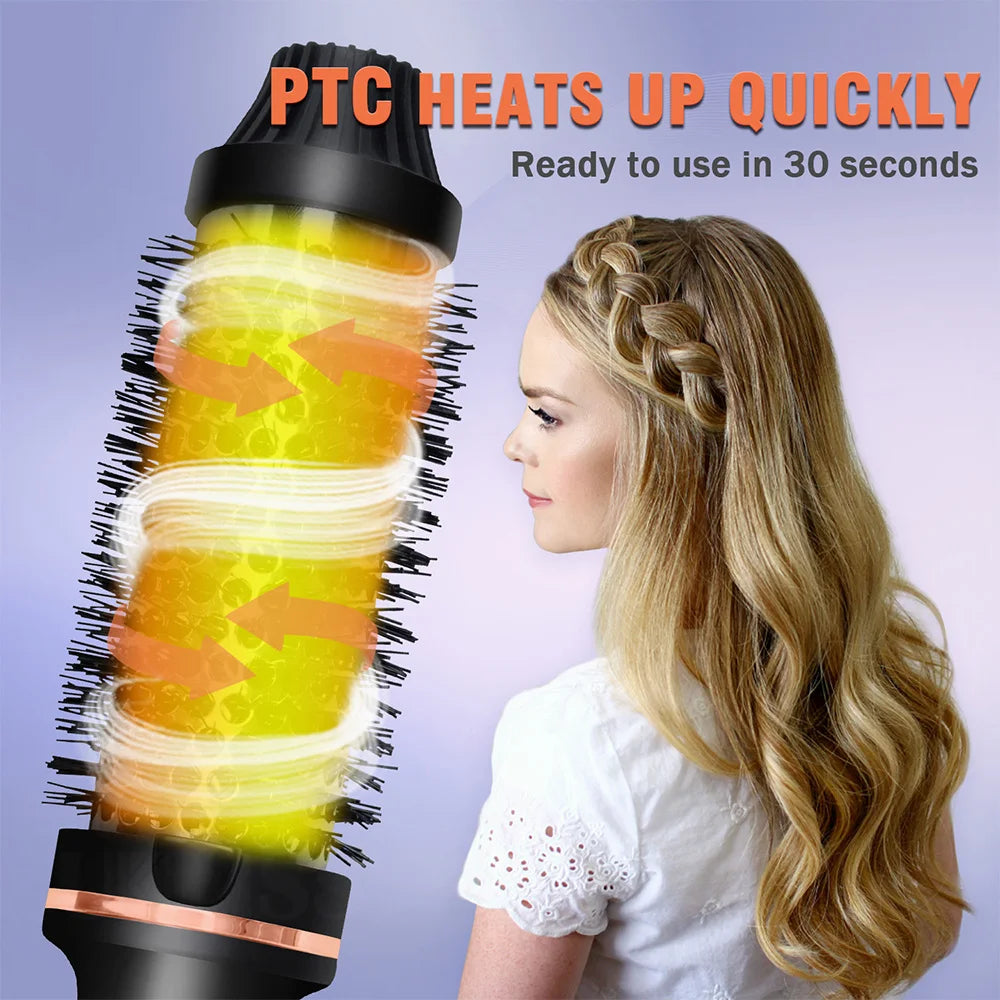 3 in 1 Hair Curler and Straightener Brush with LCD Display and Ionic Function, UK Plug, Black