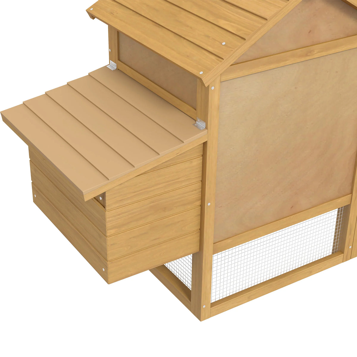 Chicken Coop with Run 150.5x54x87cm Fir Wood Hen House with Nesting Box Ramp and Slide Out Dropping Tray