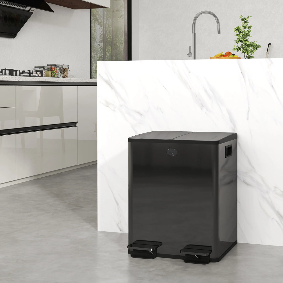 2 x 20L Dual Kitchen Bin Pedal Bin for Recycling and Waste