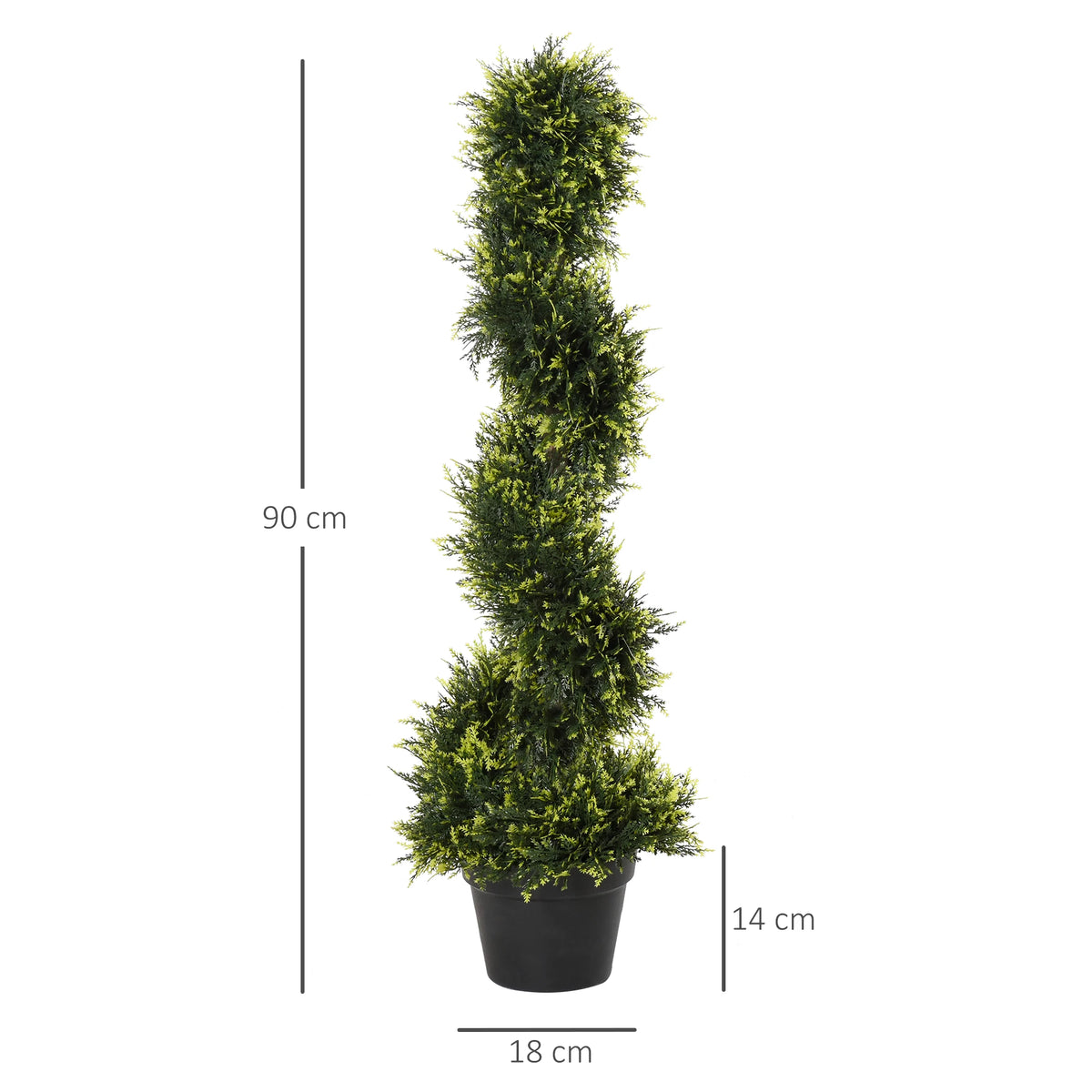 Set of 2 Artificial Spiral Topiary Trees in Pots, 90cm