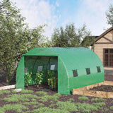 4 x 3m Walk-In Tunnel Greenhouse with PE Cover, Zipped Door, Roll-Up Windows and Galvanised Frame